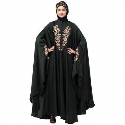 Designer Irani Kaftan with embroidery work- Dark Green