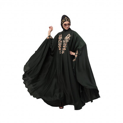 Designer Irani Kaftan with embroidery work- Dark Green