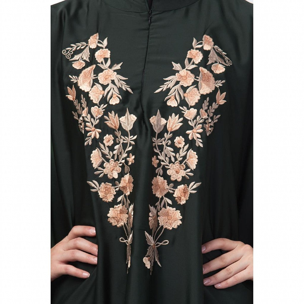 Designer Irani Kaftan with embroidery work- Dark Green