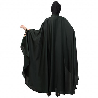 Designer Irani Kaftan with embroidery work- Dark Green