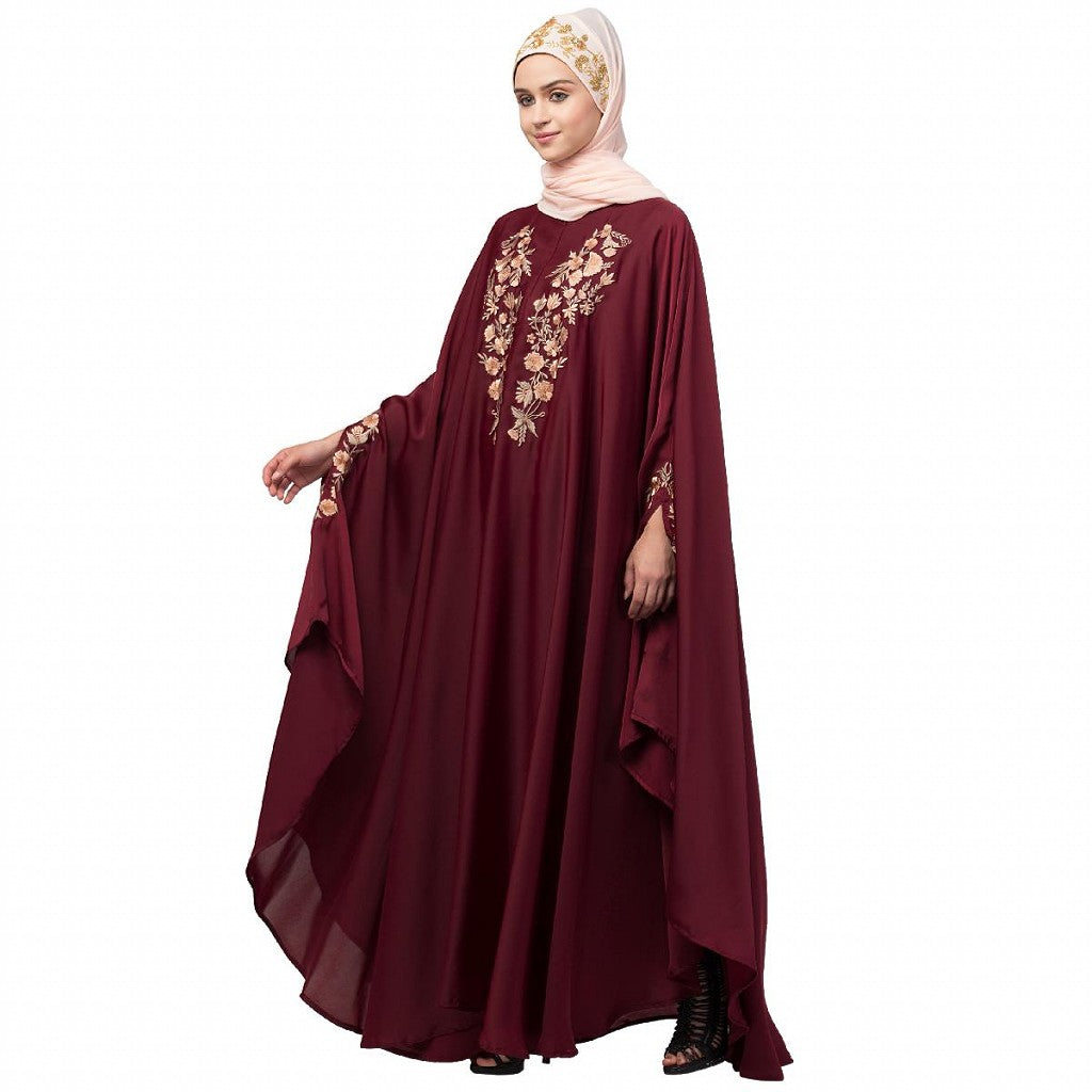 Designer Irani Kaftan with embroidery work- Maroon