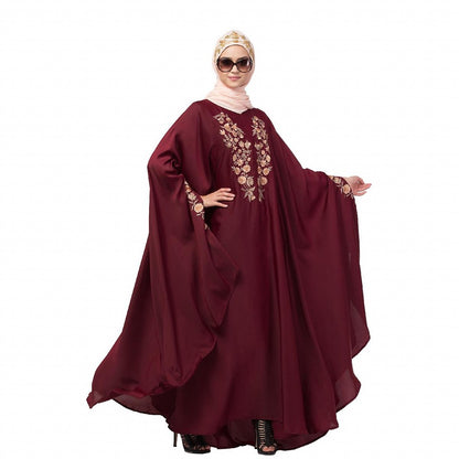 Designer Irani Kaftan with embroidery work- Maroon