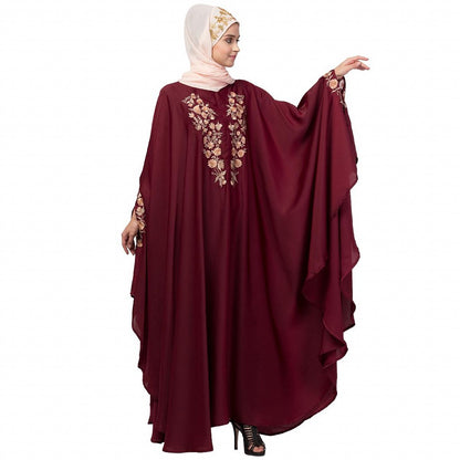 Designer Irani Kaftan with embroidery work- Maroon