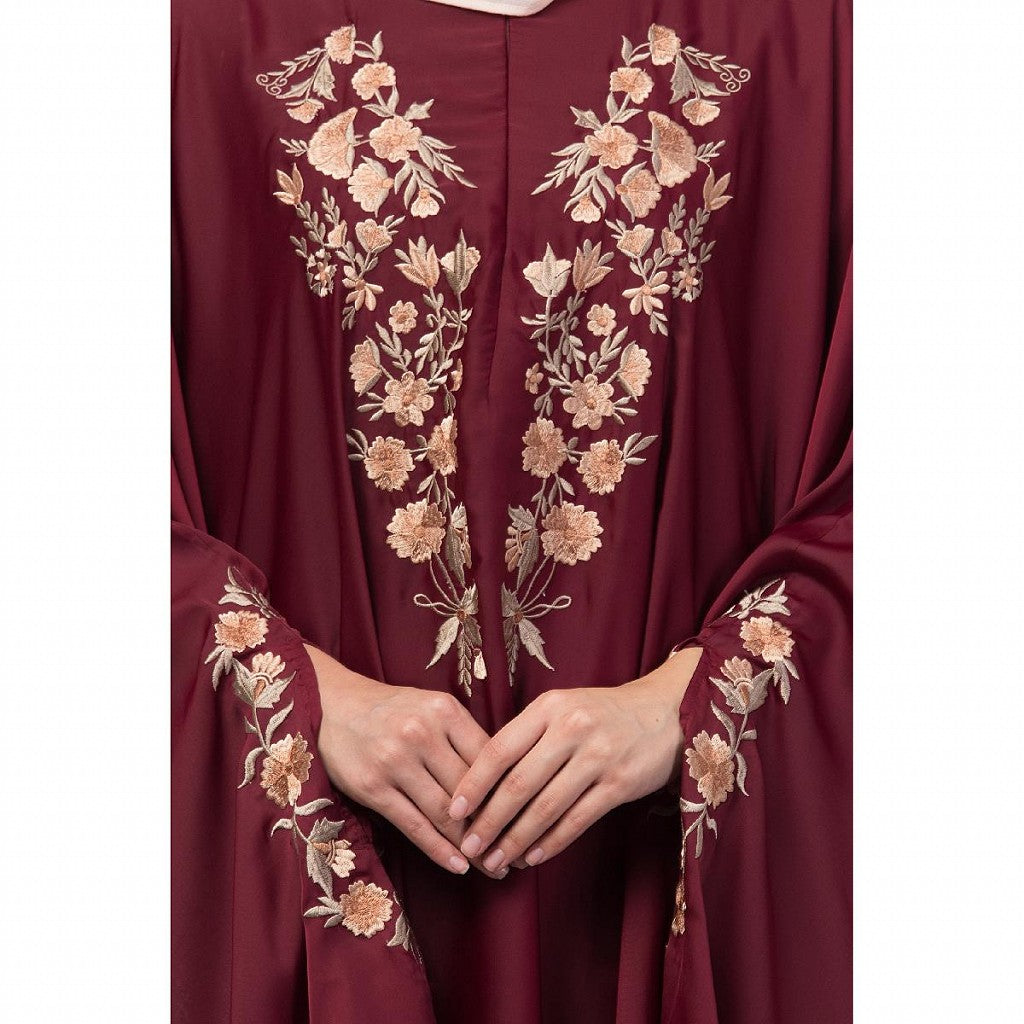 Designer Irani Kaftan with embroidery work- Maroon