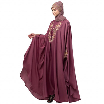 Designer Irani Kaftan with embroidery work- Mauve Pink