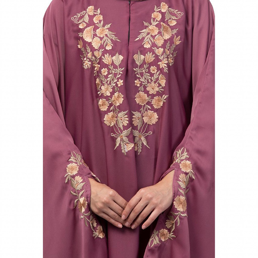 Designer Irani Kaftan with embroidery work- Mauve Pink