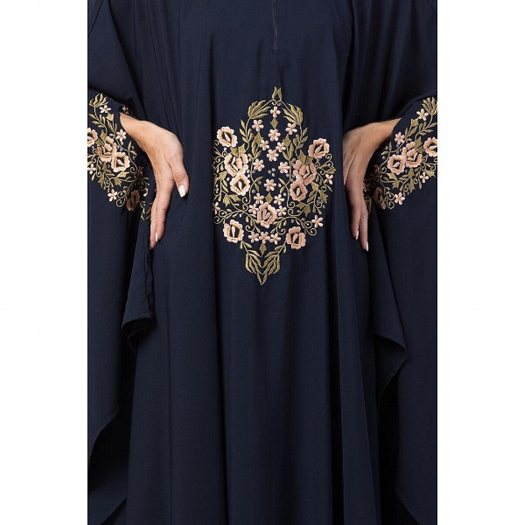 Designer Irani Kaftan with embroidery work- Navy blue