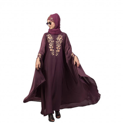Designer Irani Kaftan with embroidery work- Wine
