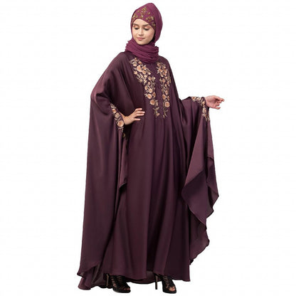 Designer Irani Kaftan with embroidery work- Wine