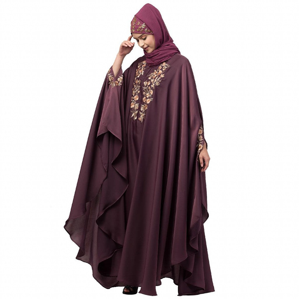 Designer Irani Kaftan with embroidery work- Wine