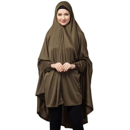 Stretchable Jersey prayer hijab - Olive