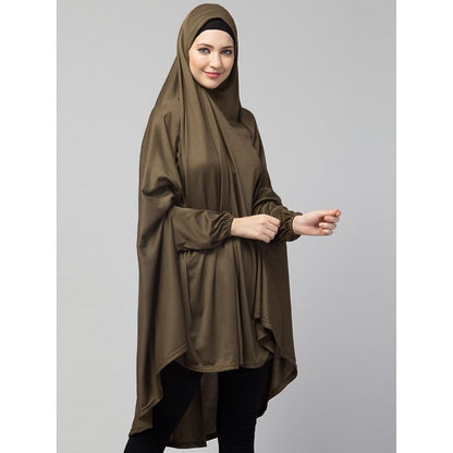 Stretchable Jersey prayer hijab - Olive