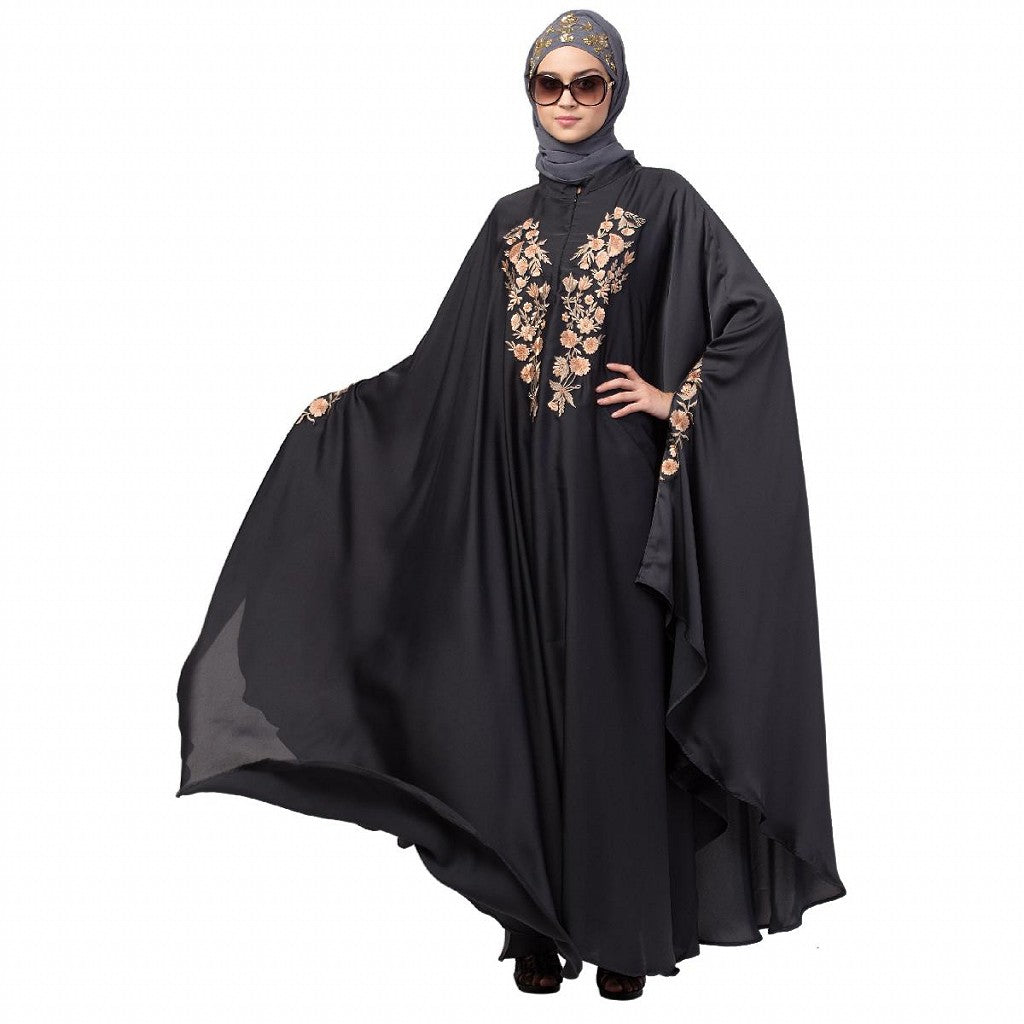 Designer Irani Kaftan with embroidery work- Dark Grey