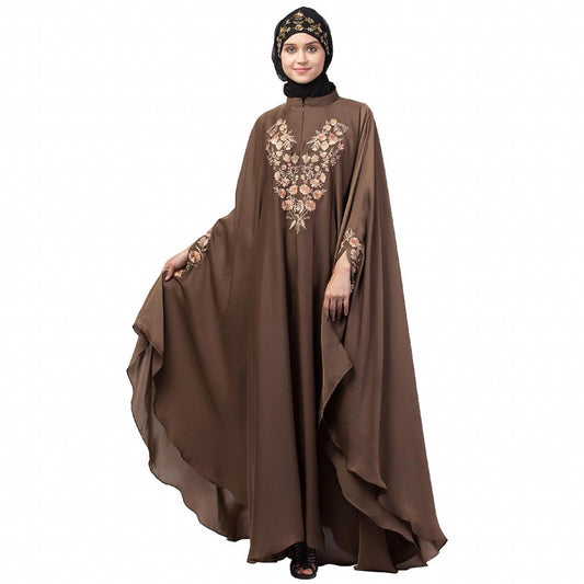 Designer Irani Kaftan with embroidery work- Light Brown