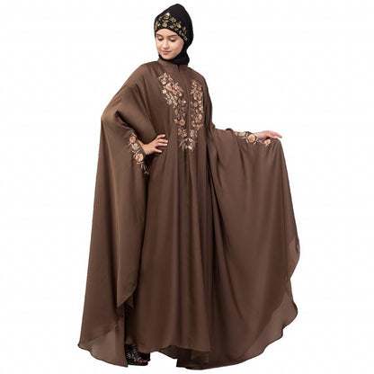 Designer Irani Kaftan with embroidery work- Light Brown