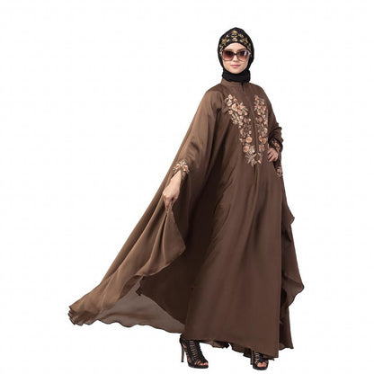 Designer Irani Kaftan with embroidery work- Light Brown