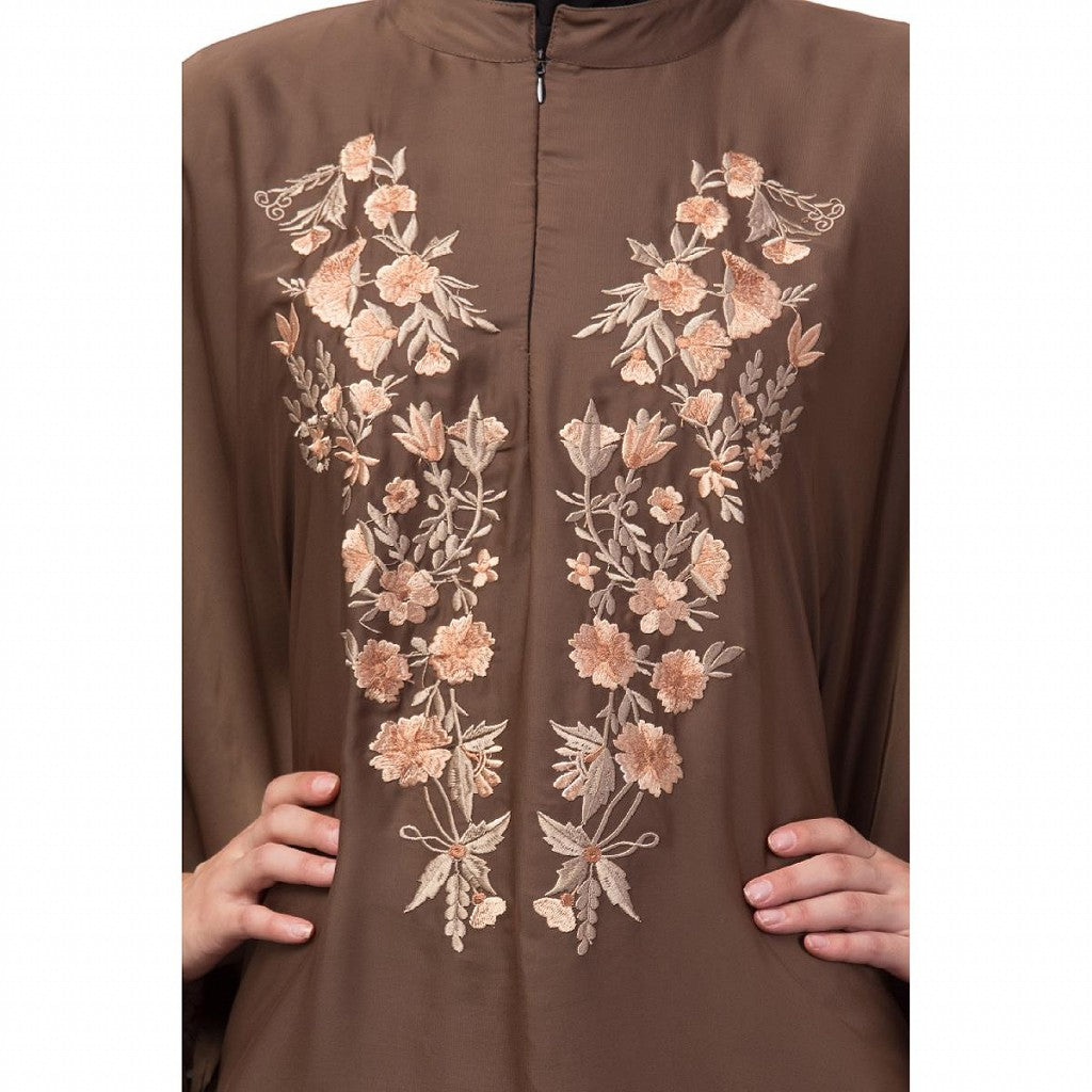 Designer Irani Kaftan with embroidery work- Light Brown
