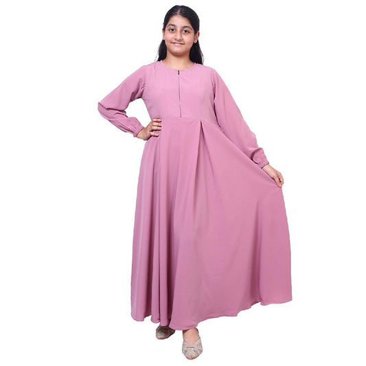 Kids Umbrella cut abaya- Baby Pink