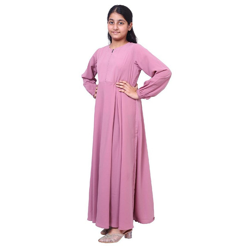 Kids Umbrella cut abaya- Baby Pink