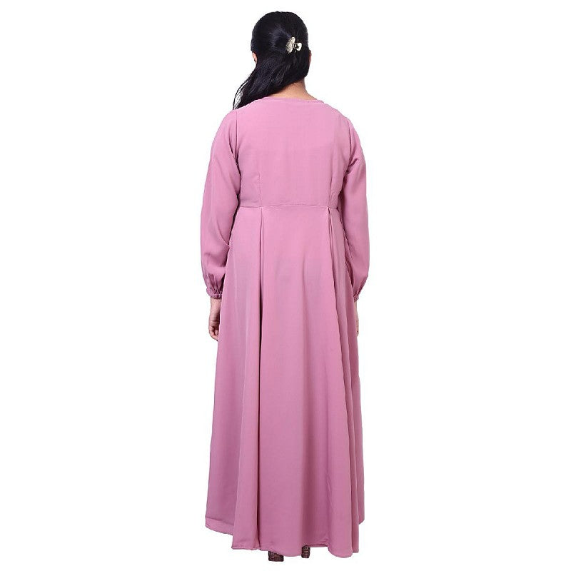 Kids Umbrella cut abaya- Baby Pink