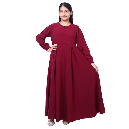 Kids Umbrella cut abaya- Maroon