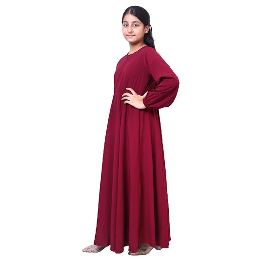 Kids Umbrella cut abaya- Maroon