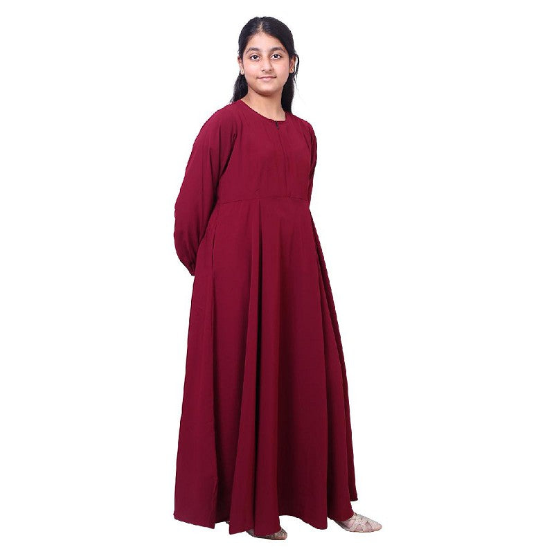 Kids Umbrella cut abaya- Maroon