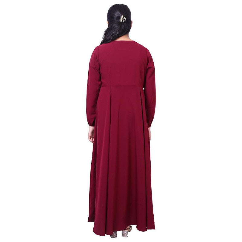 Kids Umbrella cut abaya- Maroon