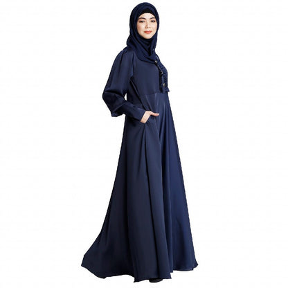 Umbrella abaya in shiny nida fabric- Navy Blue
