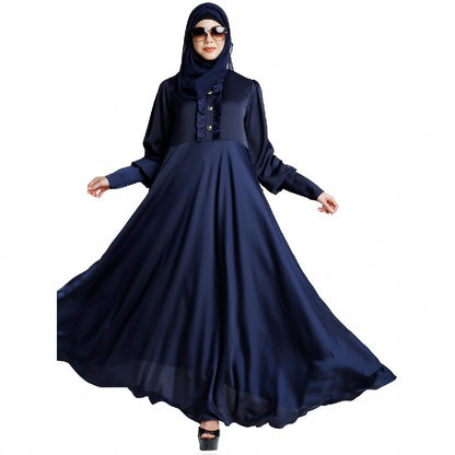 Umbrella abaya in shiny nida fabric- Navy Blue