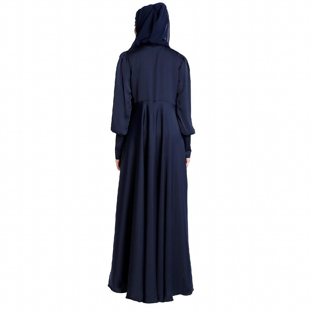 Umbrella abaya in shiny nida fabric- Navy Blue