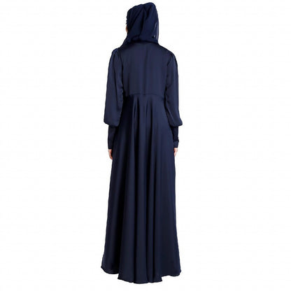 Umbrella abaya in shiny nida fabric- Navy Blue
