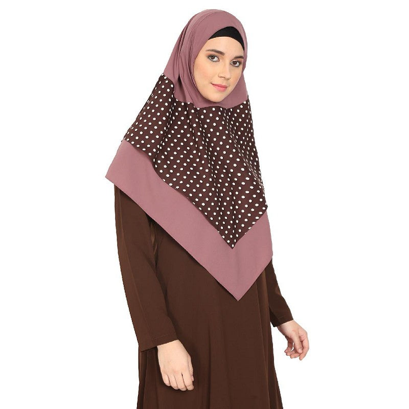 Polka Dot Instant Ready-to-wear Hijab - Coffee Dot