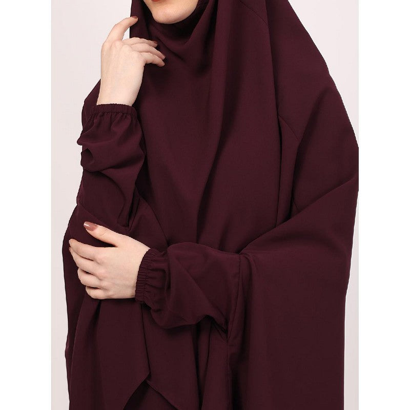 Premium Prayer Hijab -Burgundy