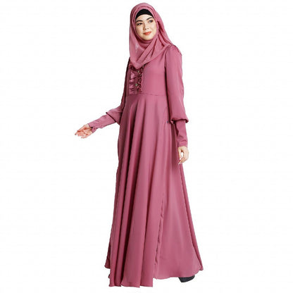 Umbrella abaya in shiny nida fabric- Puce Pink