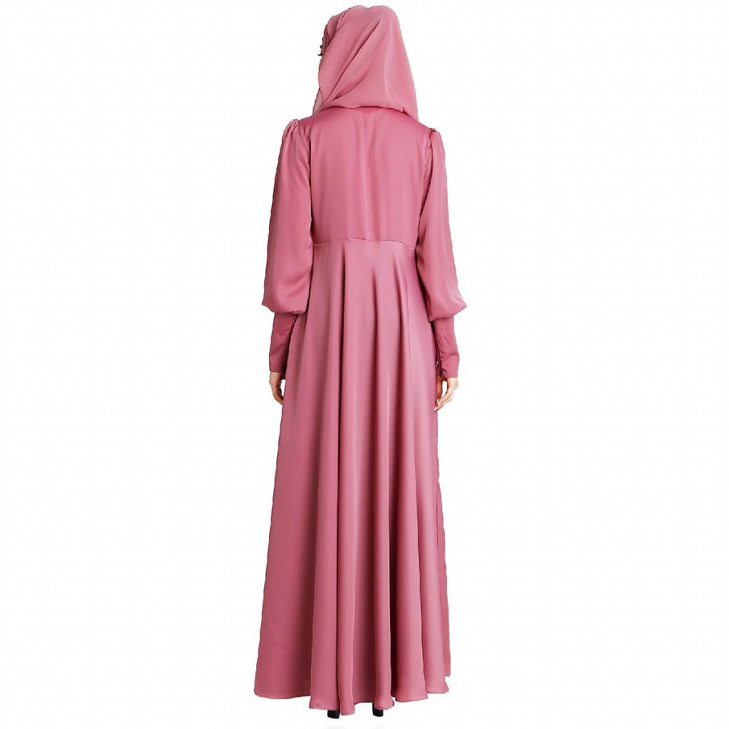Umbrella abaya in shiny nida fabric- Puce Pink