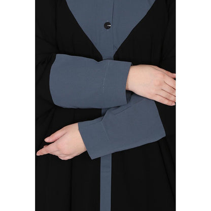 Shirt collar Dual color Kaftan -Black-Grey