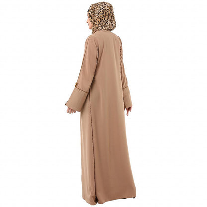 Dual colored layered abaya- Skin-Mustard