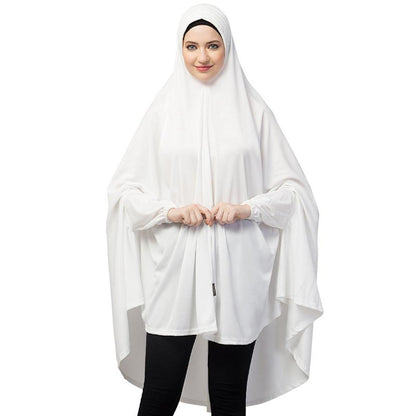 Stretchable Jersey prayer Hijab - White