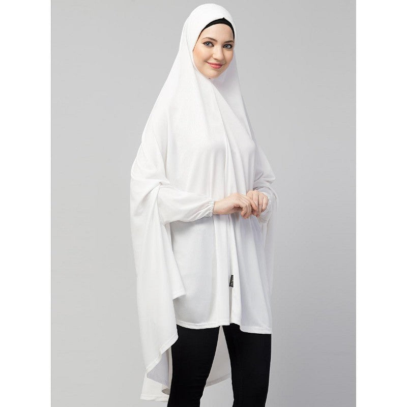 Stretchable Jersey prayer Hijab - White