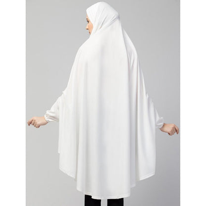 Stretchable Jersey prayer Hijab - White