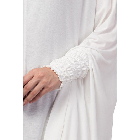 Stretchable ruffle sleeves prayer Hijab- White