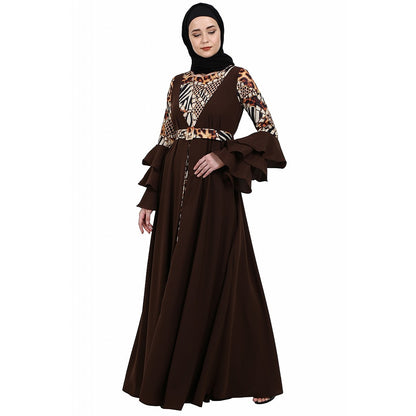 Umbrella Abaya with Digital Tiger print