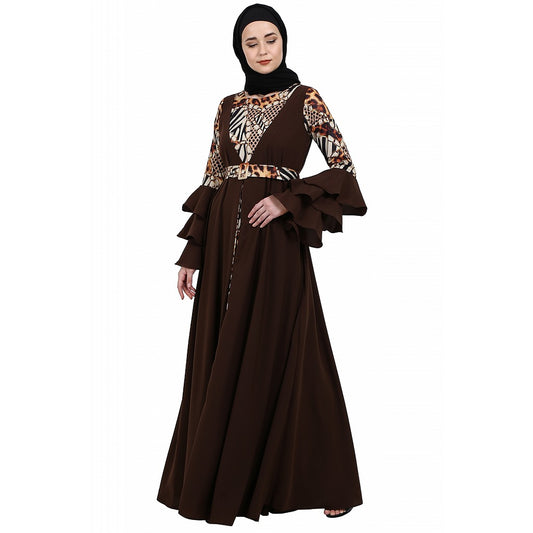 Umbrella Abaya with Digital Tiger print