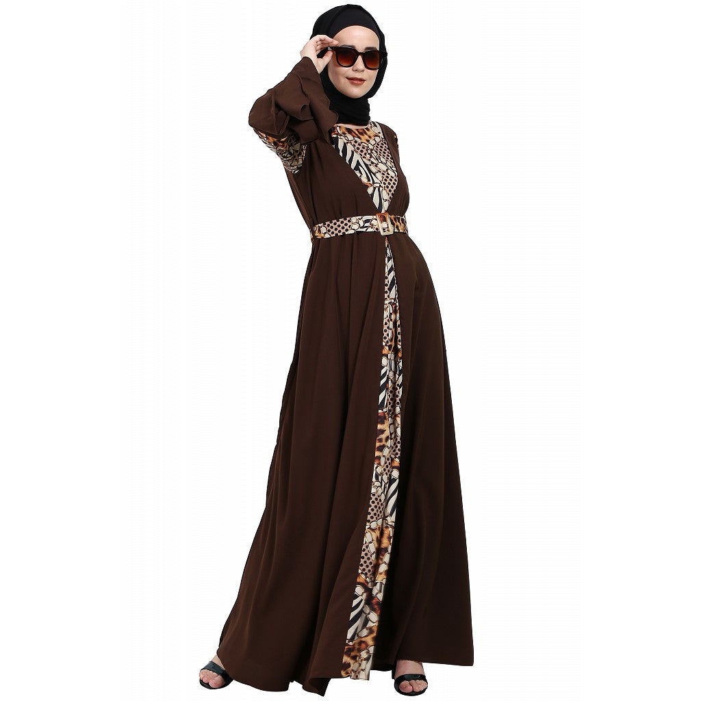 Umbrella Abaya with Digital Tiger print