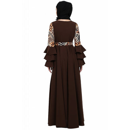 Umbrella Abaya with Digital Tiger print