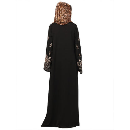 Tik Tok Luxury fabric abaya with embroidery work-Black