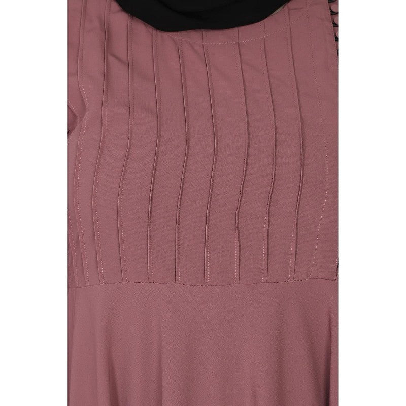 Umbrella abaya with potli buttons neck design- Puce Pink