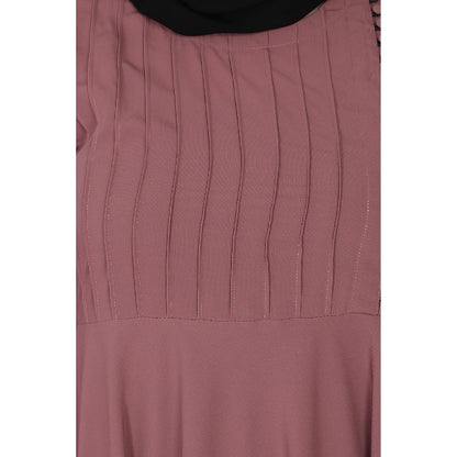 Umbrella abaya with potli buttons neck design- Puce Pink