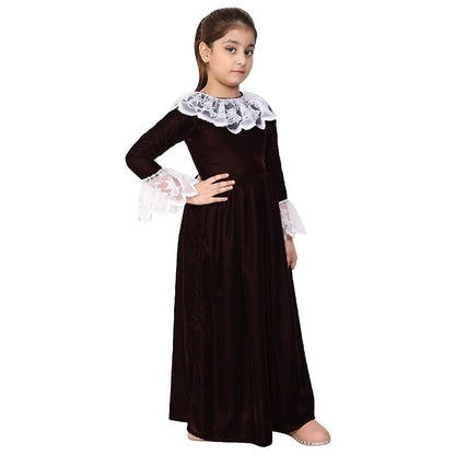 Premium Velvet Dress for Kids- Maroon